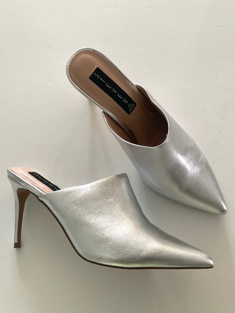 STEVEN by Steve Madden Women's Craft Mule in Metallic Silver Size 7.5 - Picture 2 of 14